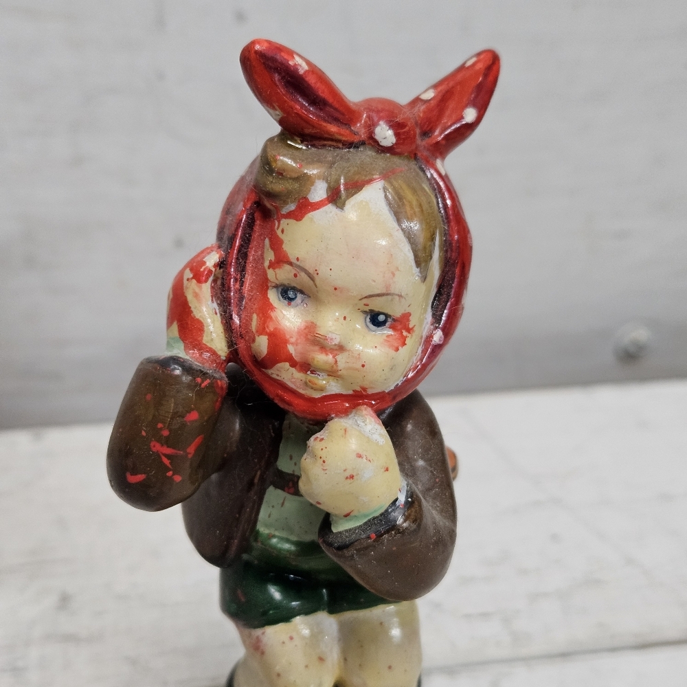 Vintage Upcycled Ceramic Art Girl Figure Macabre Goth Horror Whimsigoth Handmade